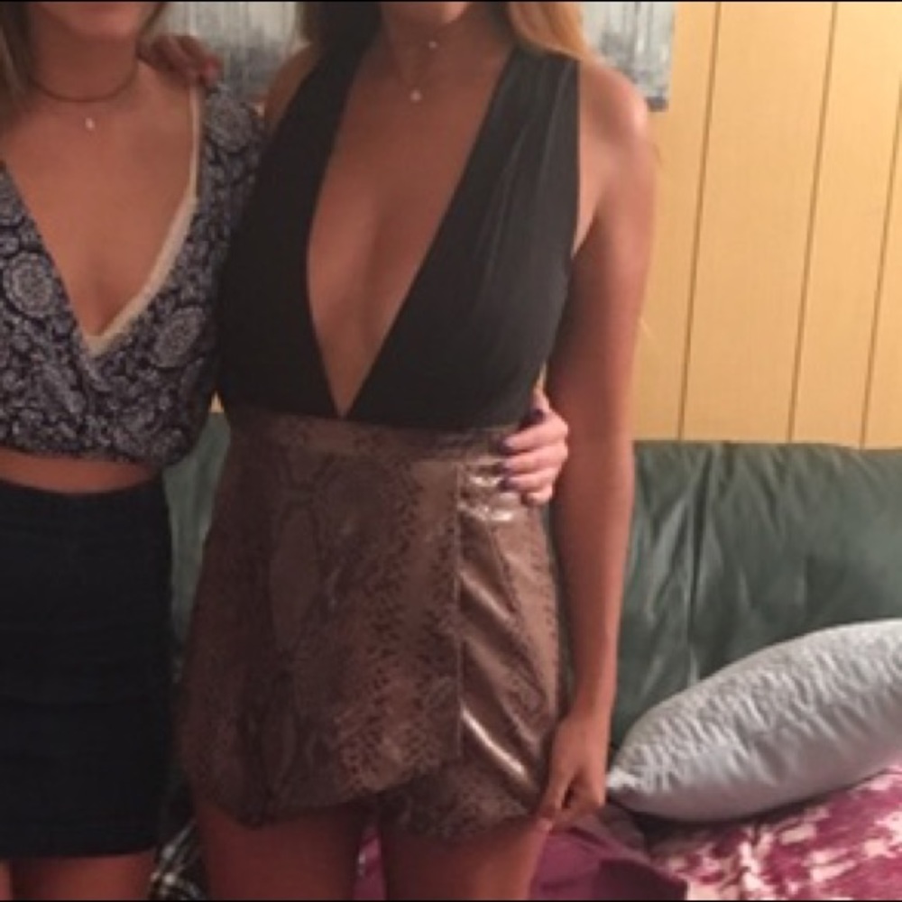 Black and Snakeskin Romper
